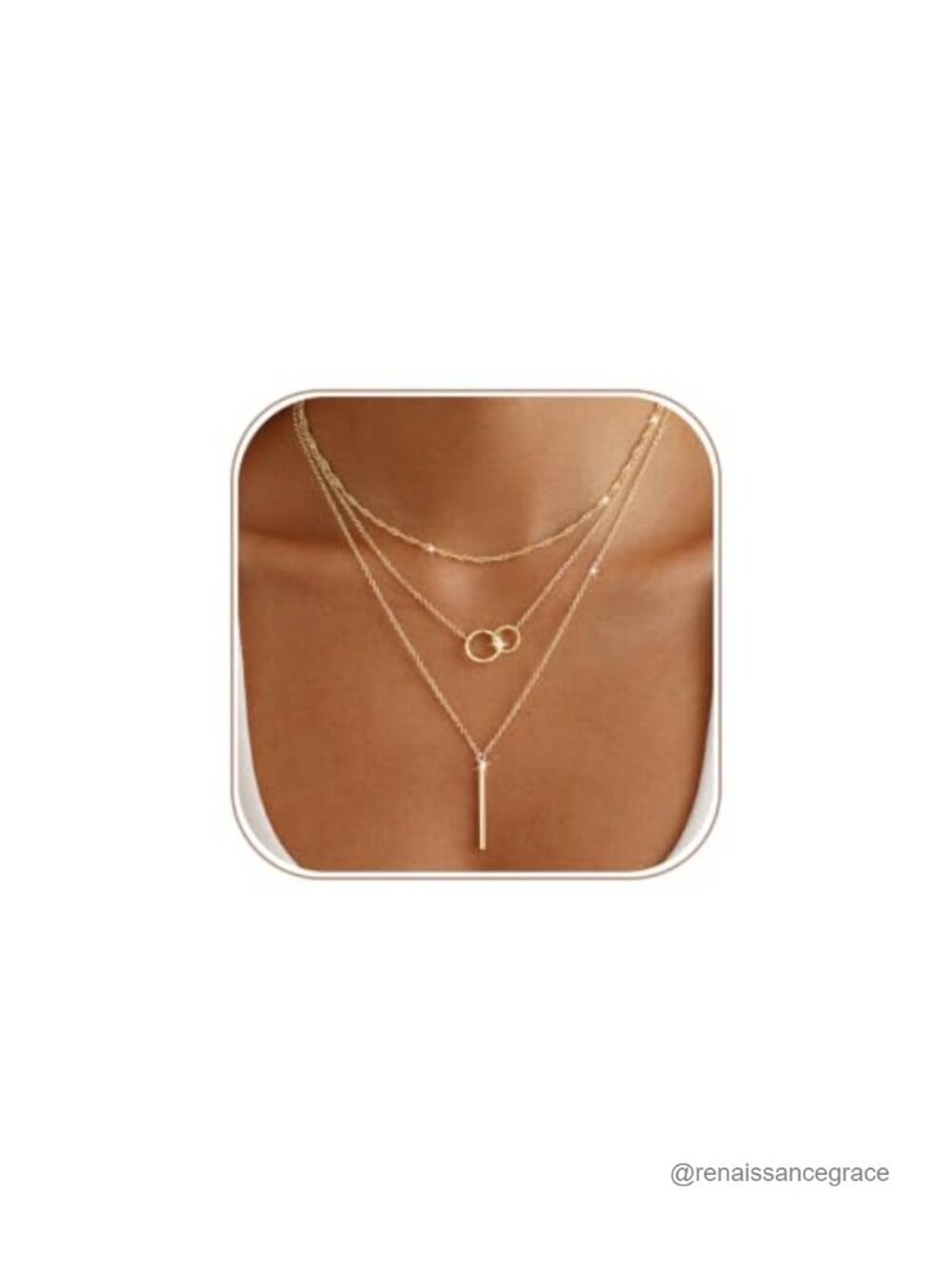 14K Gold Plated Layered Necklace Set for Women Dainty Stack Adjustable Chain